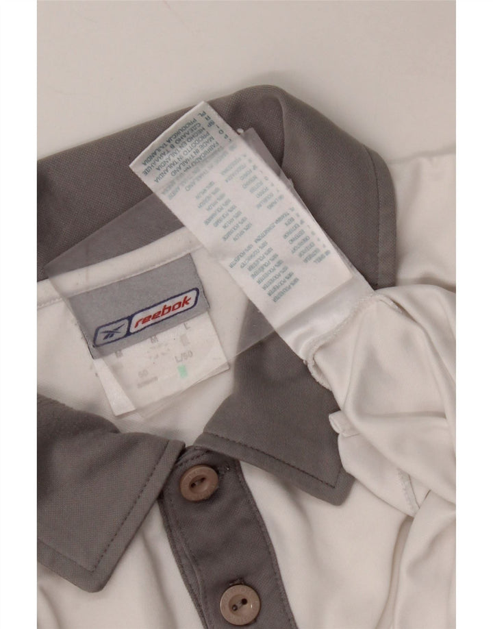 REEBOK Polo Homme Blanc Moyen Polyester Colorblock