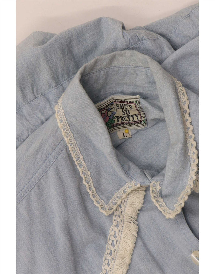 vintage Femme Combishort sans manches UK 16 Grand Bleu