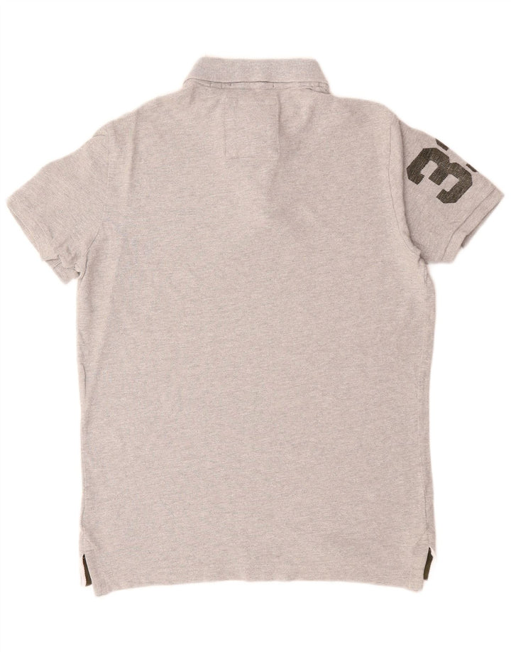 SUPERDRY Polo Graphique Homme Gris Moyen Coton