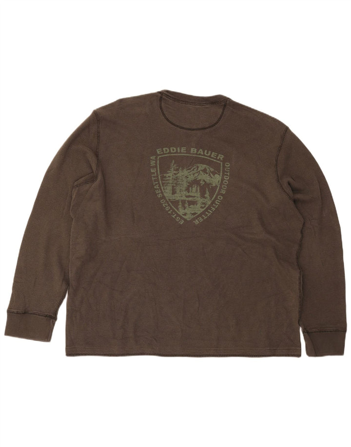 Eddie Bauer Haut graphique à manches longues pour homme Coupe régulière XL Marron Coton