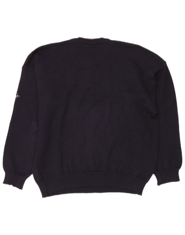 Navigare Pull ras du cou pour homme, grand, bleu marine, motif losange/diamant