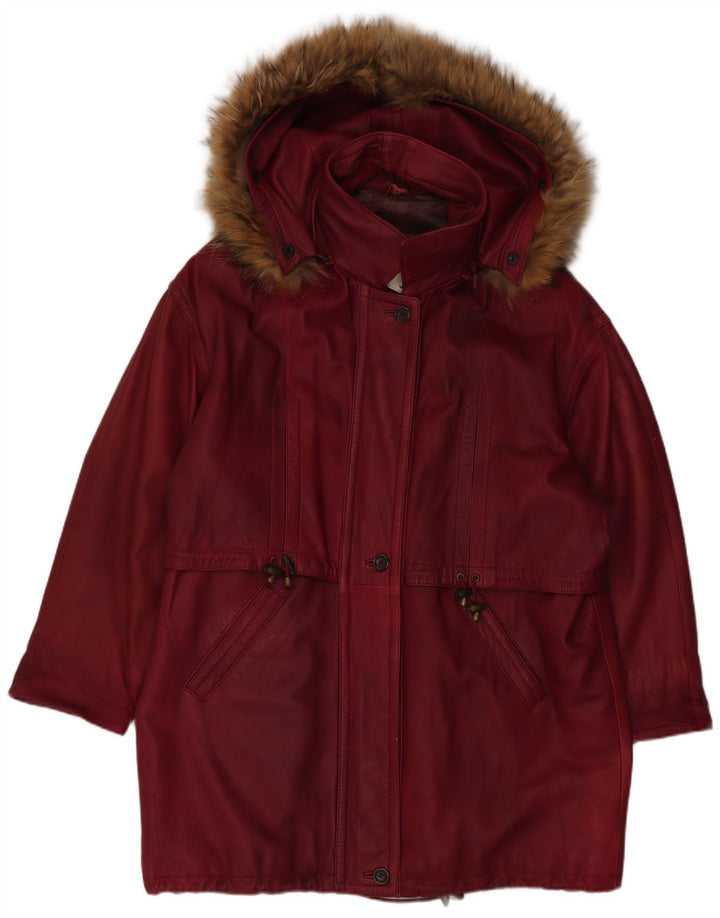 vintage Femme Veste Parka à capuche surdimensionnée EU 48 2XL Maroon