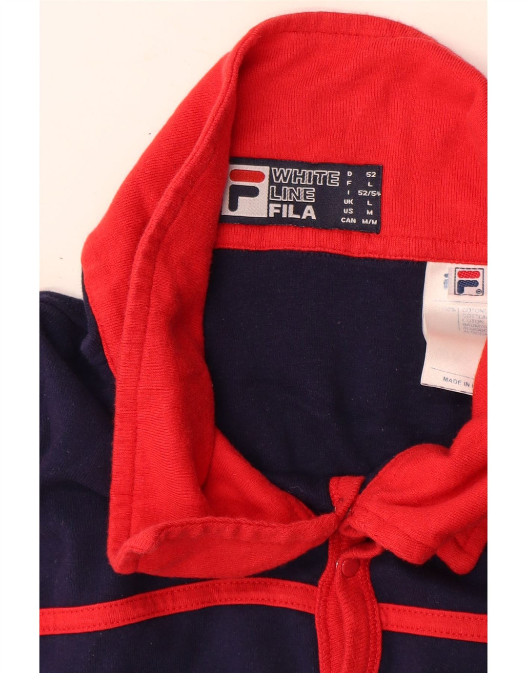 FILA Polo Homme Large Bleu Marine Colorblock Coton