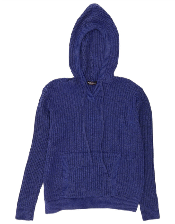 Marks & Spencer Pull à capuche pour femme UK 14 Bleu moyen Polyester