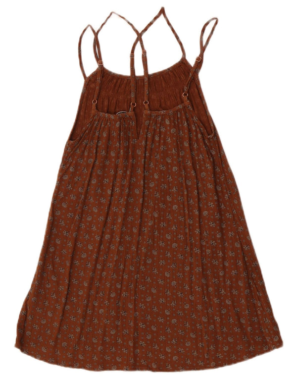 Fat Face Robe Licou Femme UK 6 XS Marron Floral Viscose