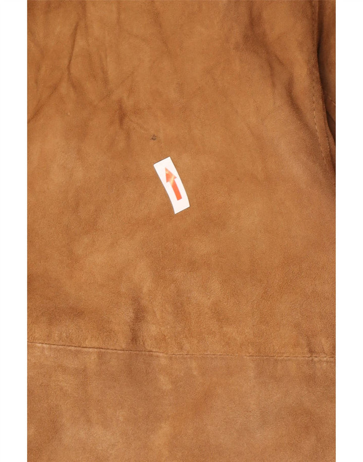 vintage Mens Bomber Suede Jacket UK 44 2XL Cuir Marron