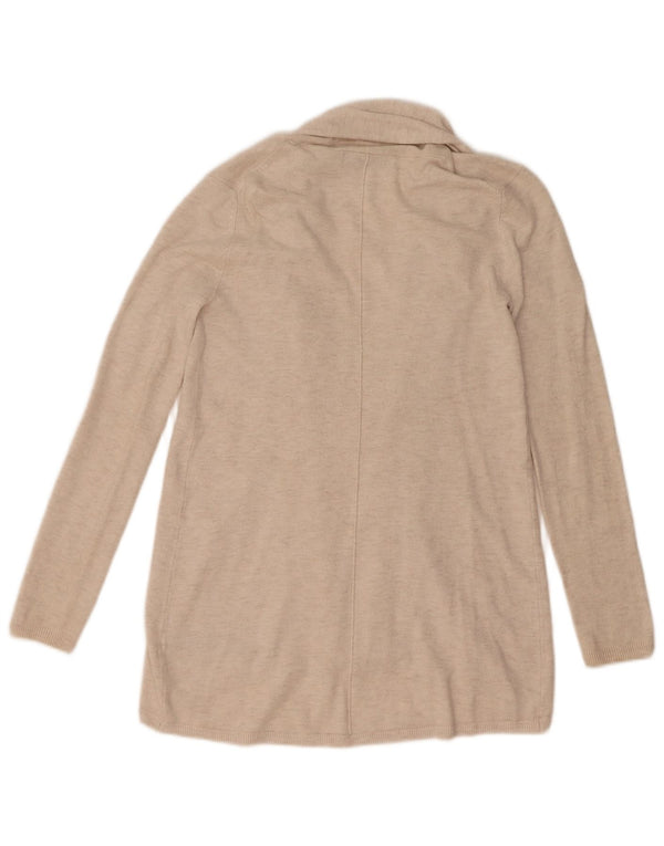 Zara Womens Open Cardigan Sweater UK 10 Small Beige Moucheté Viscose
