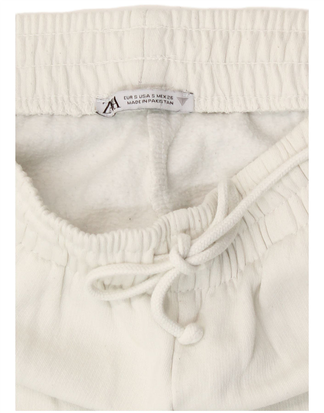 Zara Femme Pantalon De Survêtement Joggers UK 8 Petit Coton Blanc