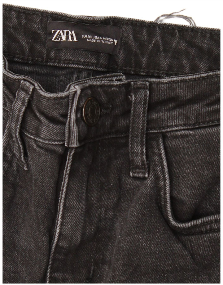 ZARA Womens High Waist Straight Jeans EU 36 XS W26 L27 Black