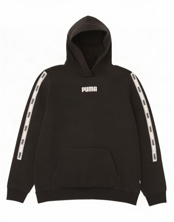 Puma Pull à capuche graphique pour femme UK 16 Grand coton color block noir