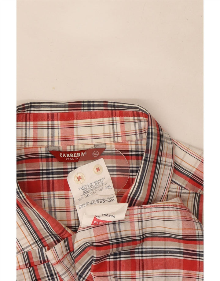 Carrera Chemise à manches courtes pour homme 2XL Rouge à carreaux en coton