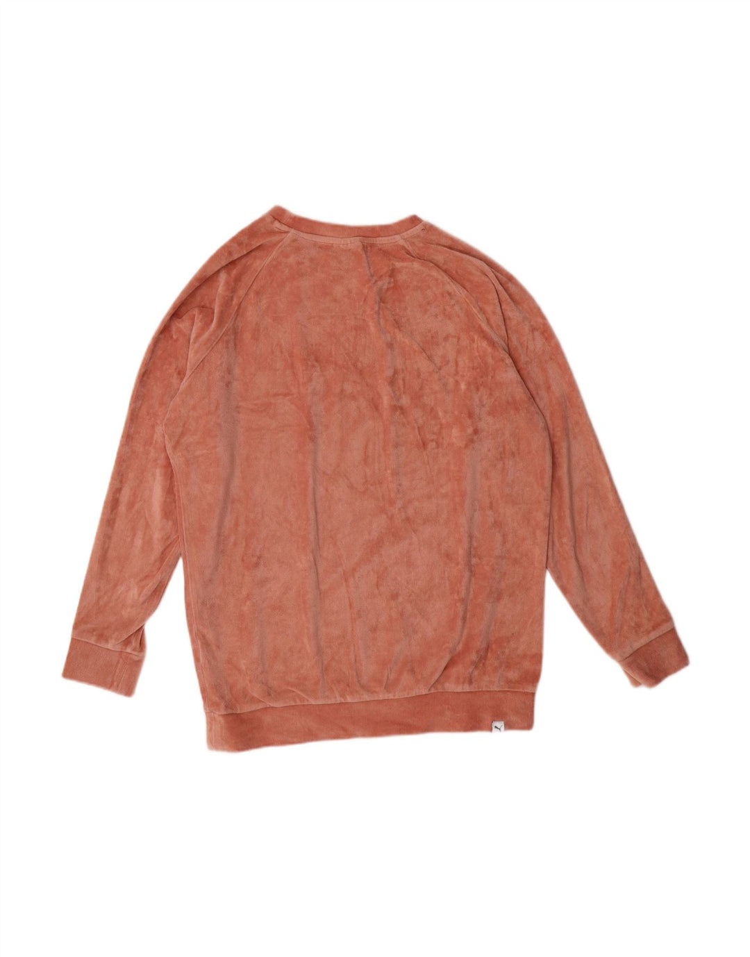 PUMA Womens Oversized Graphic Velour Sweatshirt Jumper UK 10 Small Pink