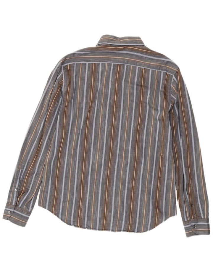 Roccobarocco Chemise Homme Grand Coton Rayé Gris