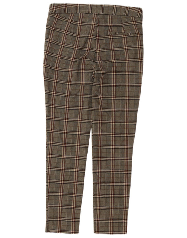 Zara Pantalon Chino Slim Femme Moyen W28 L27 Marron à Carreaux