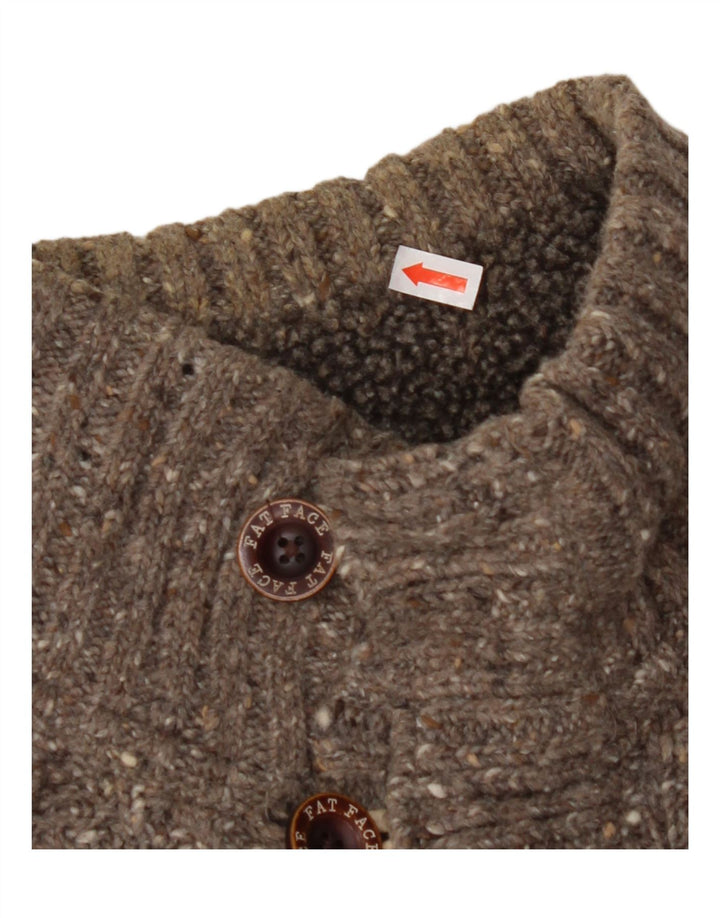 FAT FACE Pull à col boutonné pour homme en laine mouchetée gris petit