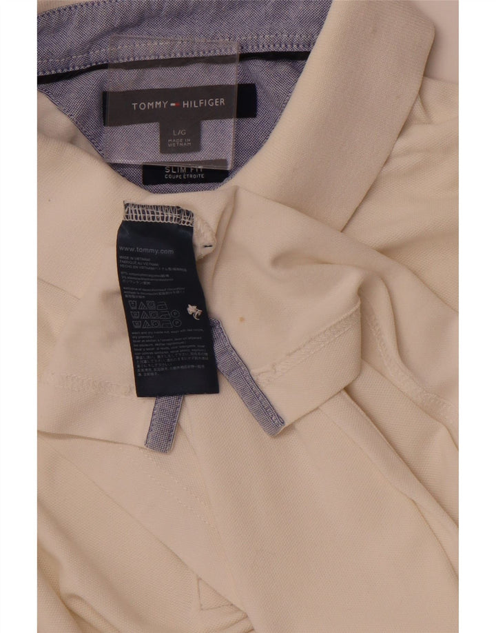TOMMY HILFIGER Polo Slim Fit Homme Grand Blanc Coton