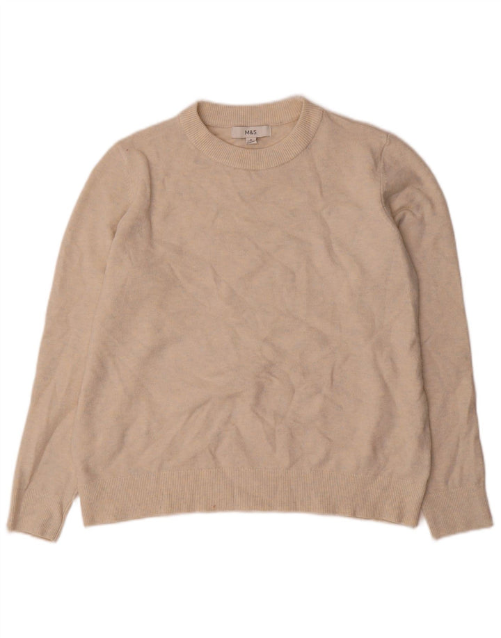 Marks & Spencer Pull à col rond pour femme UK 14 Beige moyen moucheté