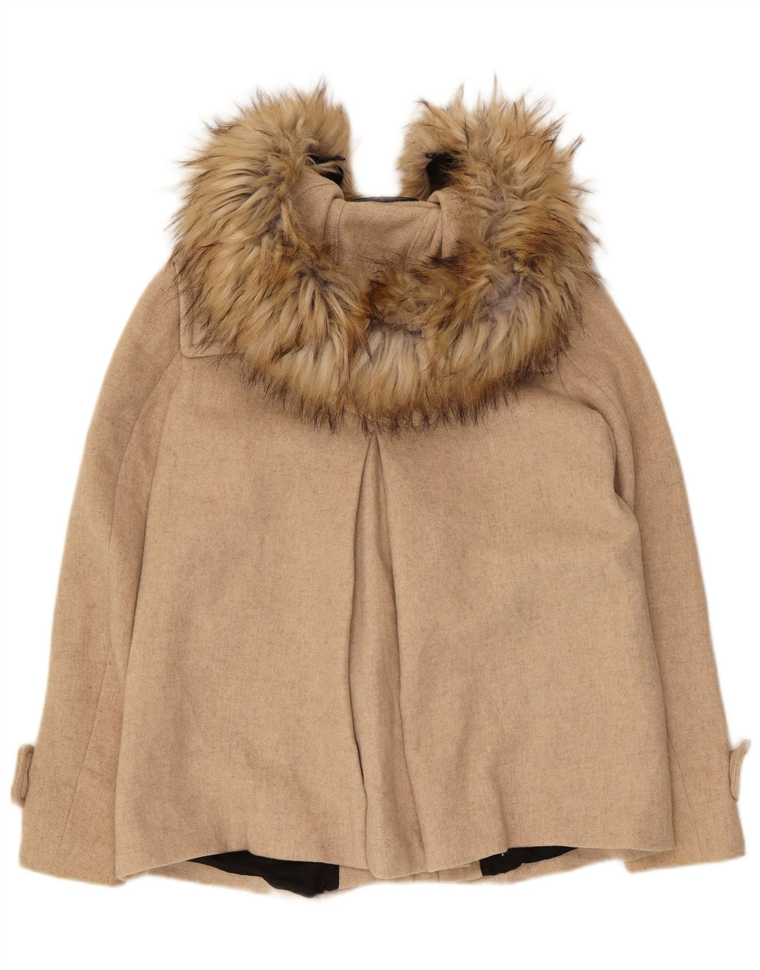 Zara Duffle-coat surdimensionné à capuche pour femme UK 6 XS Beige