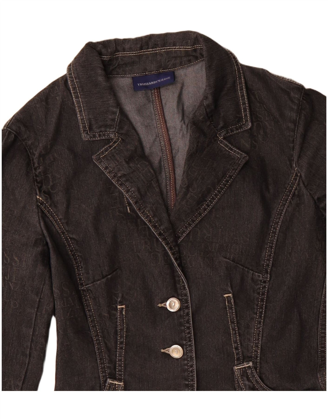 TRUSSARDI JEANS Veste blazer en jean à 3 boutons pour femme IT 40 Small Noir