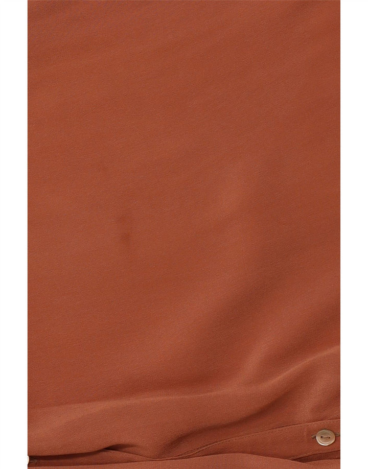 VINTAGE Chemisier à manches longues coupe ample pour femme IT 46 Large Marron