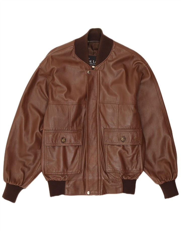 VINTAGE Veste en cuir homme UK 36 Petit cuir marron