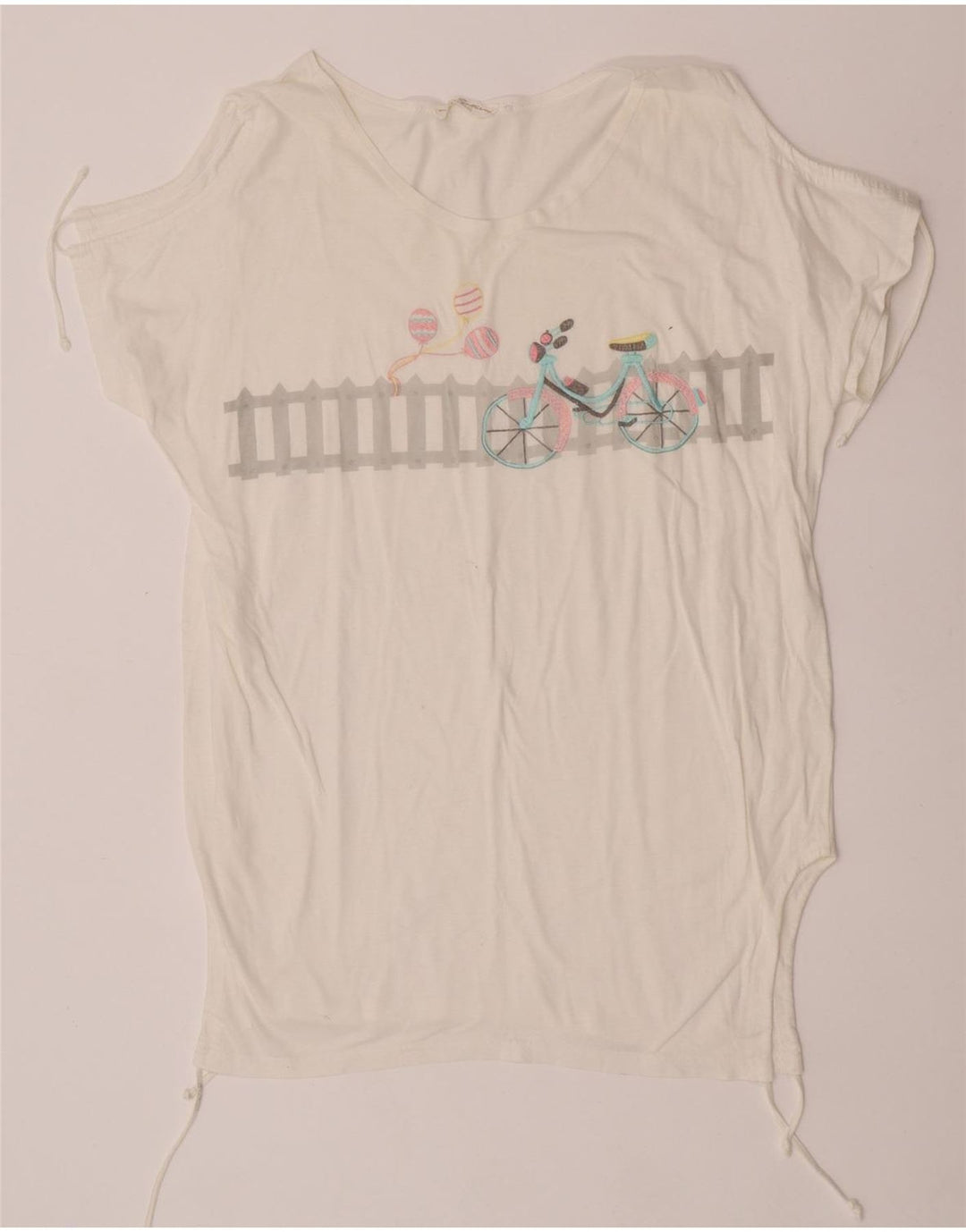 vintage Femme Graphique T-Shirt Top IT 44 Coton Blanc Moyen