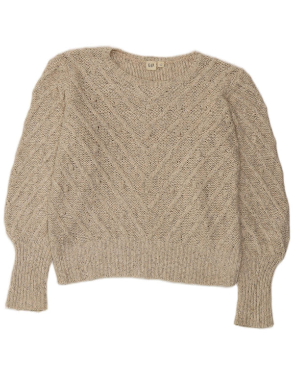 Gap Pull surdimensionné à col bateau pour femme UK 10 Petit Beige Moucheté