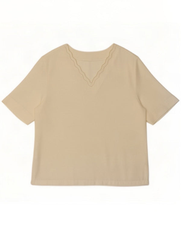 Vintage Womens Blouse Top UK 44 Medium Off White Polyester