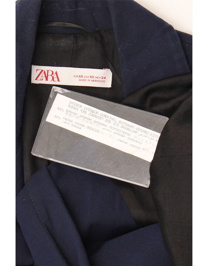 Zara Veste Blazer 1 Bouton Femme UK 6 XS Bleu Marine Polyester