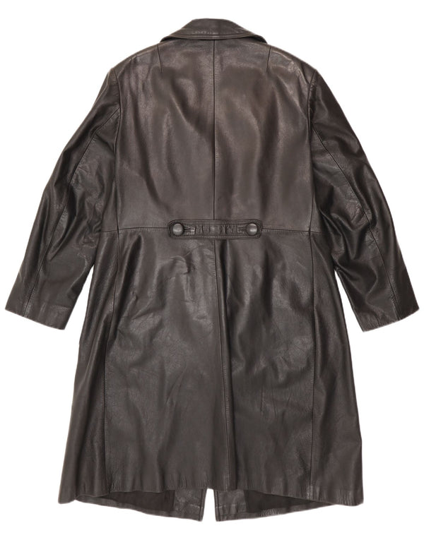 Manteau en cuir femme vintage IT 52 2XL Noir