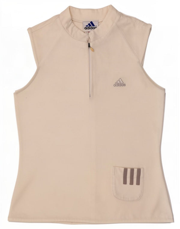 Adidas Débardeur à col zippé pour femme UK 12 Medium Blanc Polyester