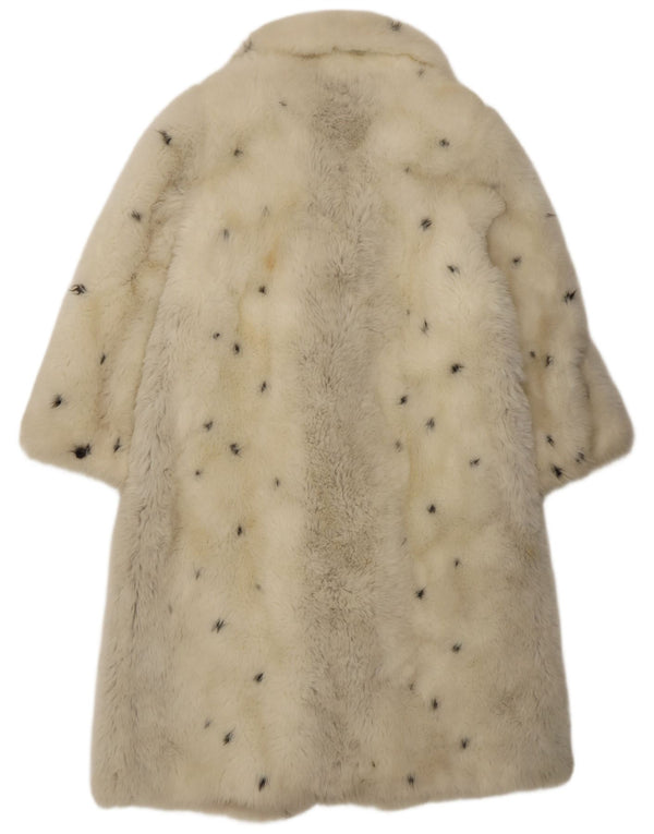 Golden Gate Manteau en fausse fourrure pour femme UK 44 Acrylique tacheté blanc moyen