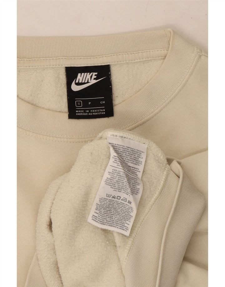 NIKE Sweat-shirt court surdimensionné pour femme UK 10 Petit coton blanc cassé