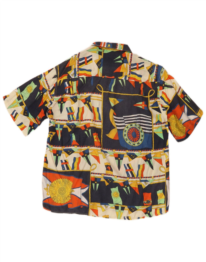 Chemise à manches courtes à motif abstrait vintage pour hommes, petite multicolore