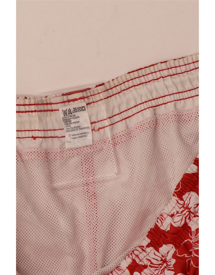Marks & Spencer Short de bain pour homme en polyester à motif floral rouge