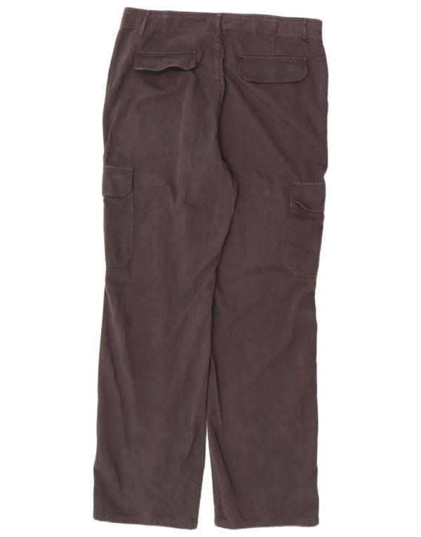 Zara Pantalon cargo droit taille haute pour femme EU 46 XL W36 L34 Gris Coton
