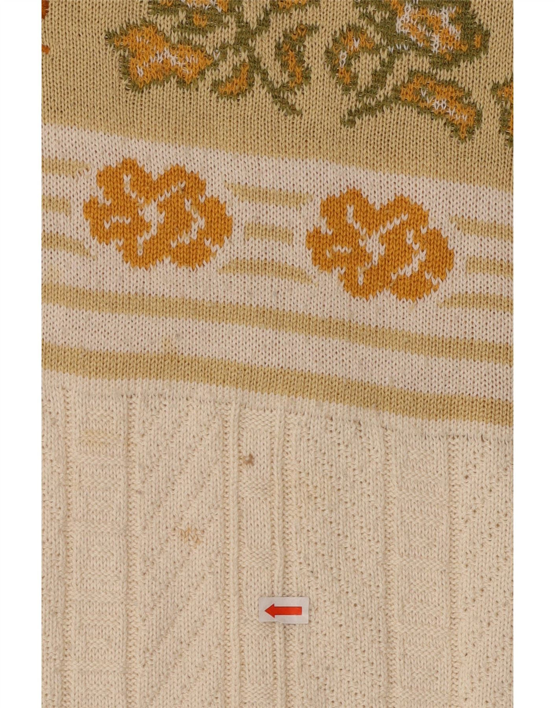 VINTAGE Pull graphique à col bateau pour homme Motif floral blanc moyen