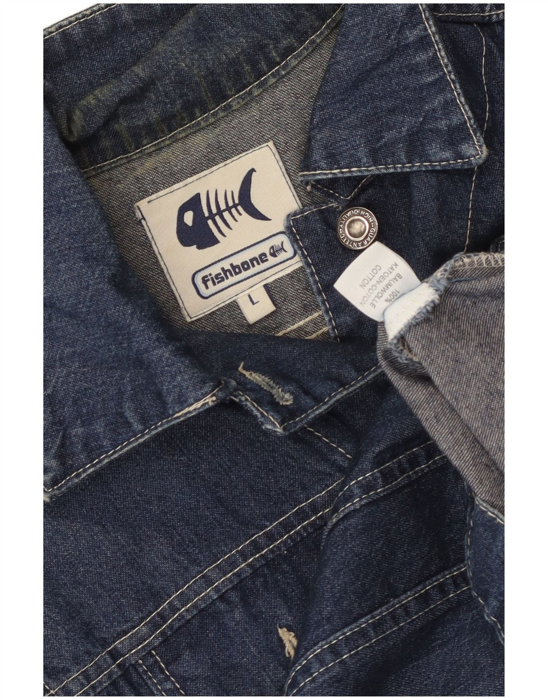 Fishbone Veste en jean pour femme UK 14 Large Bleu marine Coton