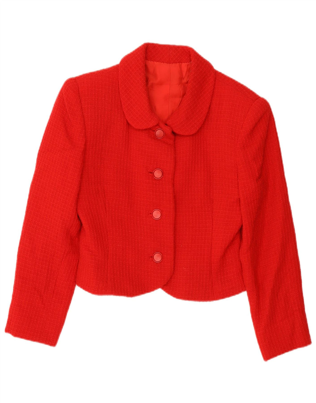 vintage Femmes Crop 4 Bouton Blazer Veste UK 10 Petit Rouge