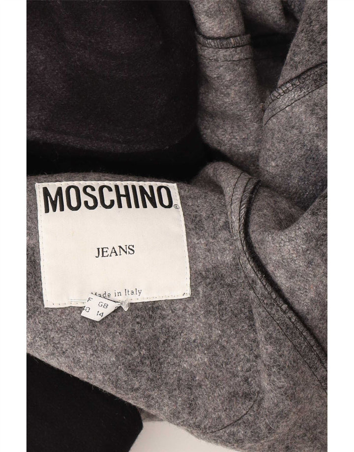 Moschino Pardessus Femme UK 14 Laine Colorblock Noir Moyen