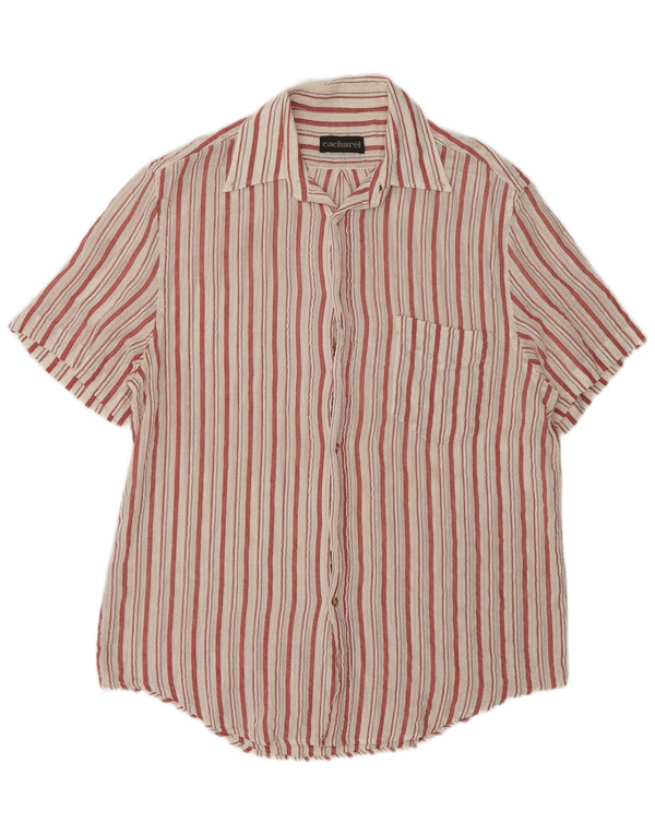 Cacharel Chemise à Manches Courtes Homme Large Rayé Blanc