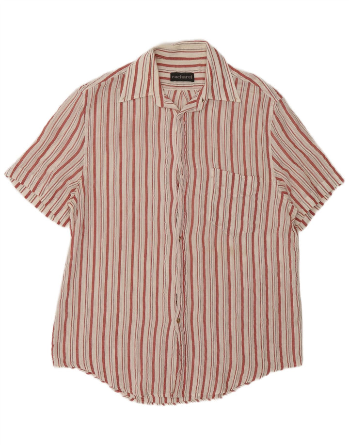Cacharel Chemise à Manches Courtes Homme Large Rayé Blanc