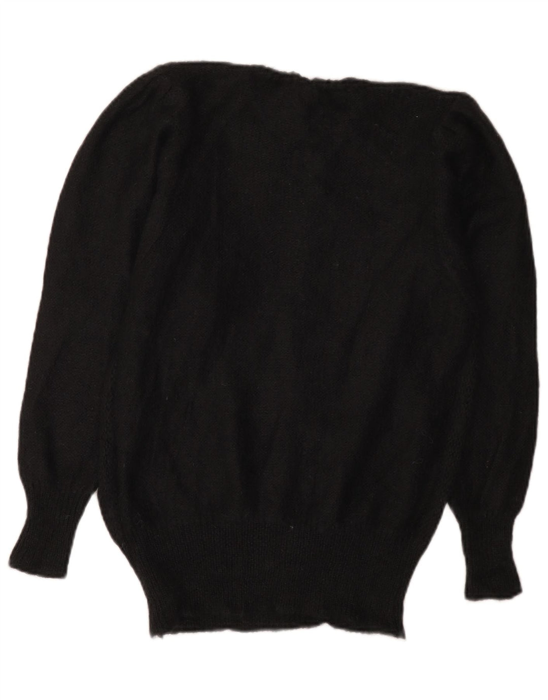 vintage Femme Crew Neck Jumper Pull IT 44 Moyen Noir