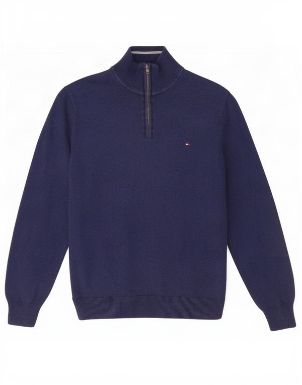 Tommy Hilfiger Pull à col zippé pour femme UK 16 Large Bleu marine Coton