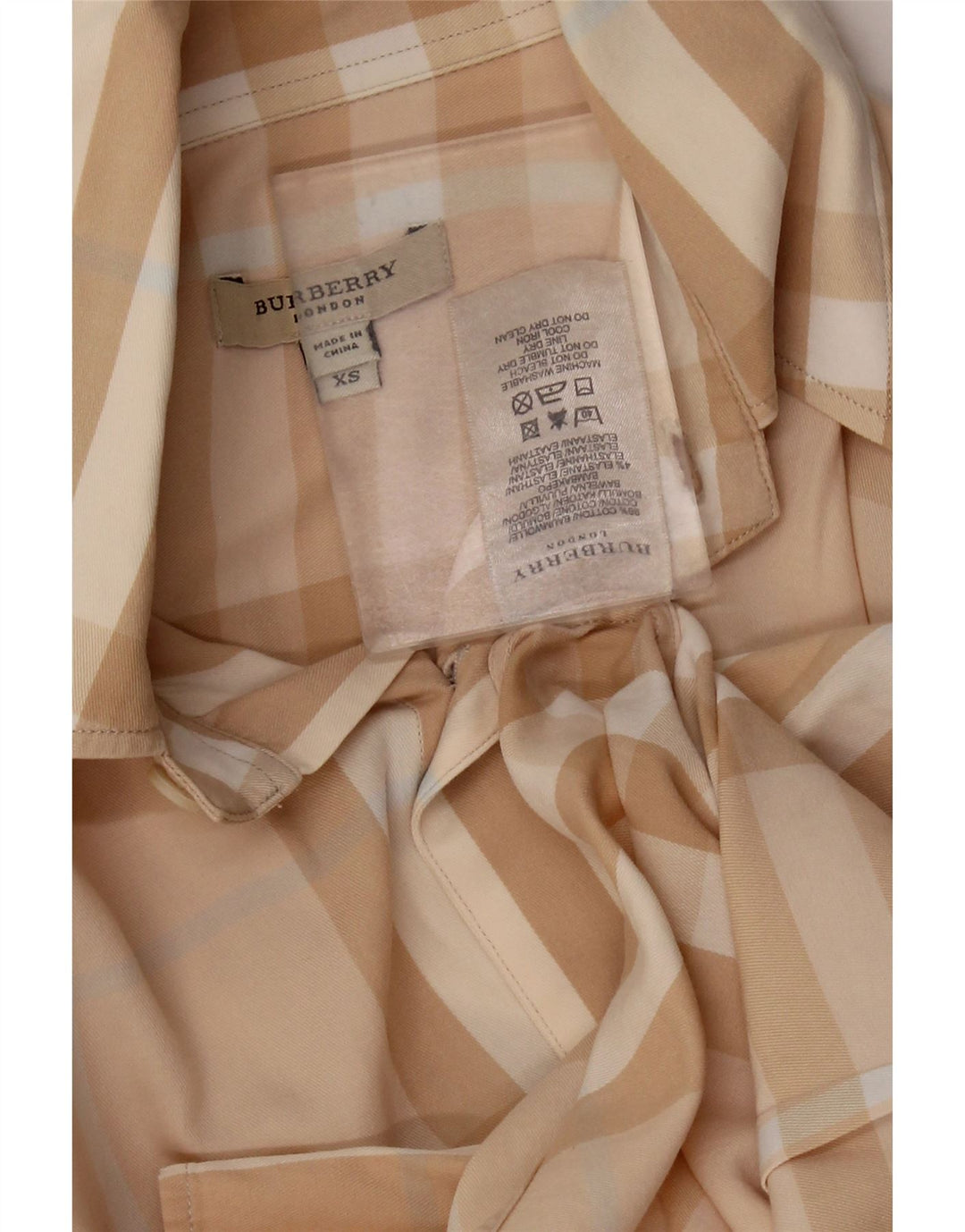 BURBERRY Chemise Femme UK 6 XS Coton à Carreaux Beige