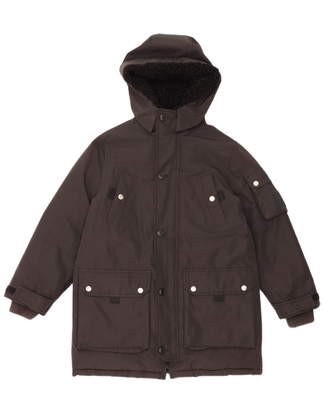 Diesel Parka à capuche pour femme UK 10 Small Noir Polyester