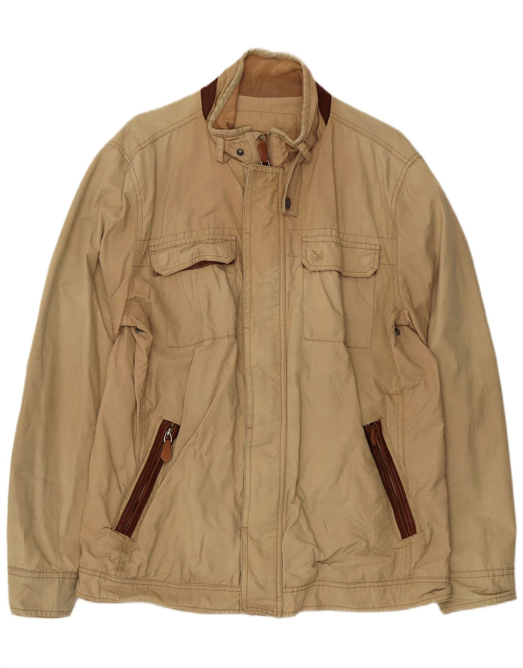 Crew Clothing Veste Bomber Homme UK 40 Grand Coton Beige