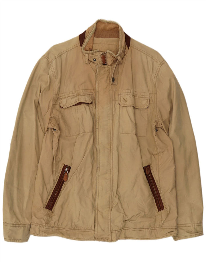 Crew Clothing Veste Bomber Homme UK 40 Grand Coton Beige