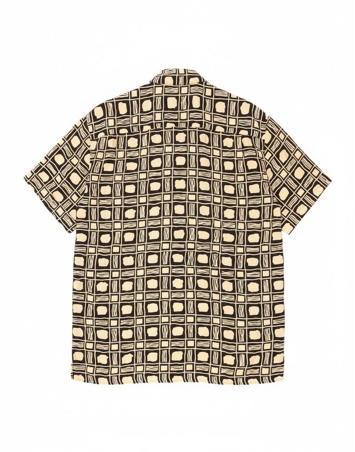 vintage Chemise à manches courtes pour hommes Grand Noir Géométrique