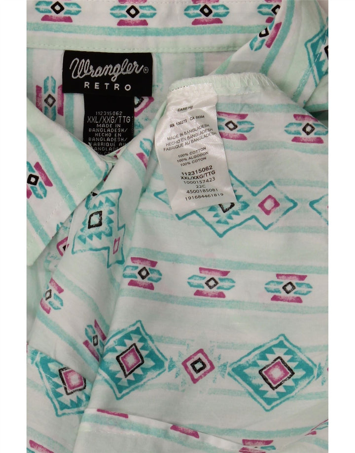 WRANGLER Chemise Rétro Femme UK 20 2XL Turquoise Géométrique Coton